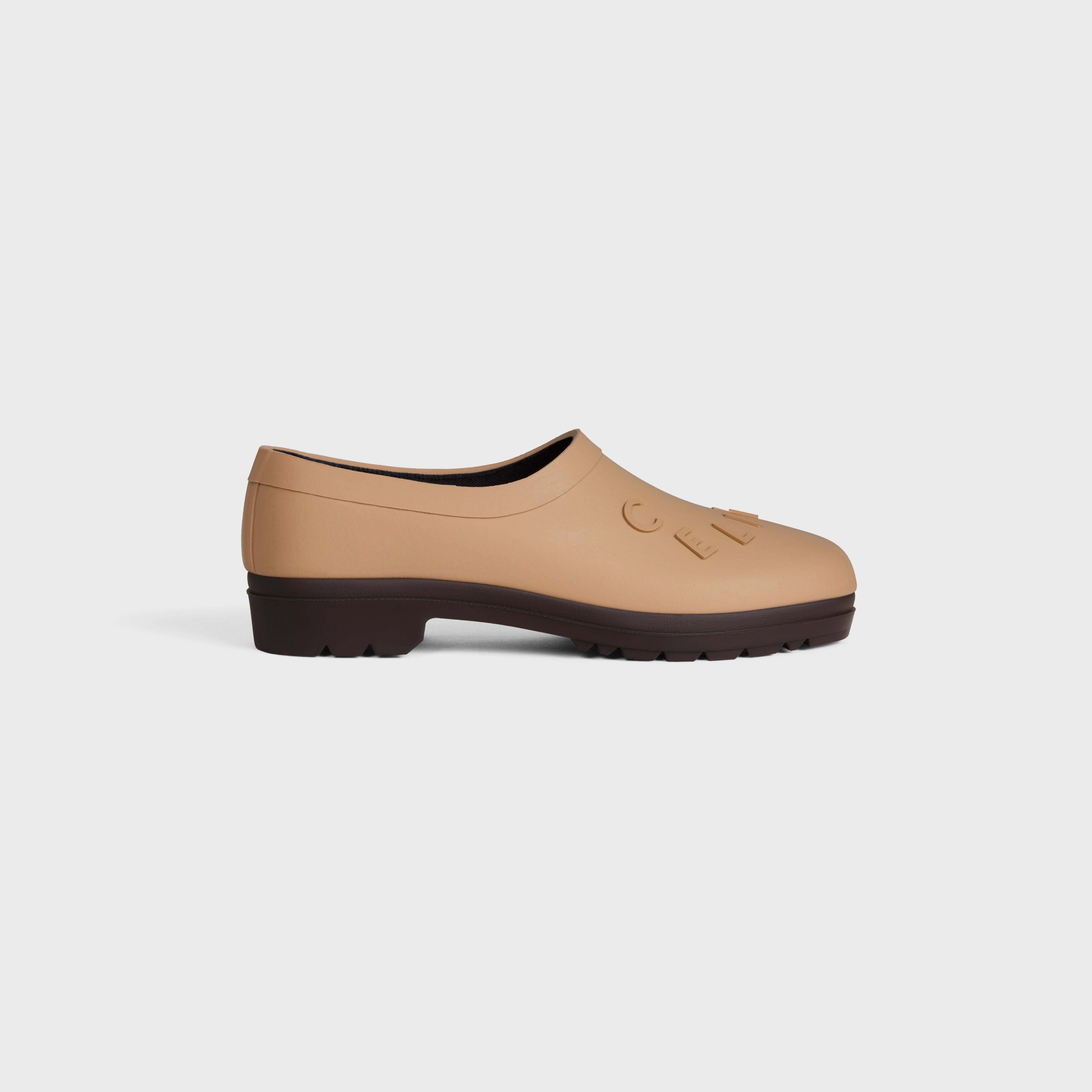 GARDEN CLOG IN NATURAL RUBBER - Beige / Dark Brown | CELINE